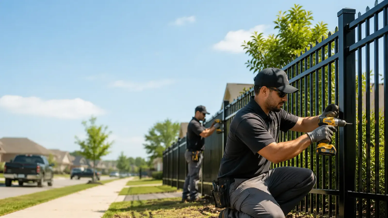 Metal Fence Installation in Concrete, WA
